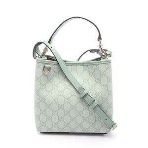 Gucci GG Emblem Bucket Bag Canvas Leather Green